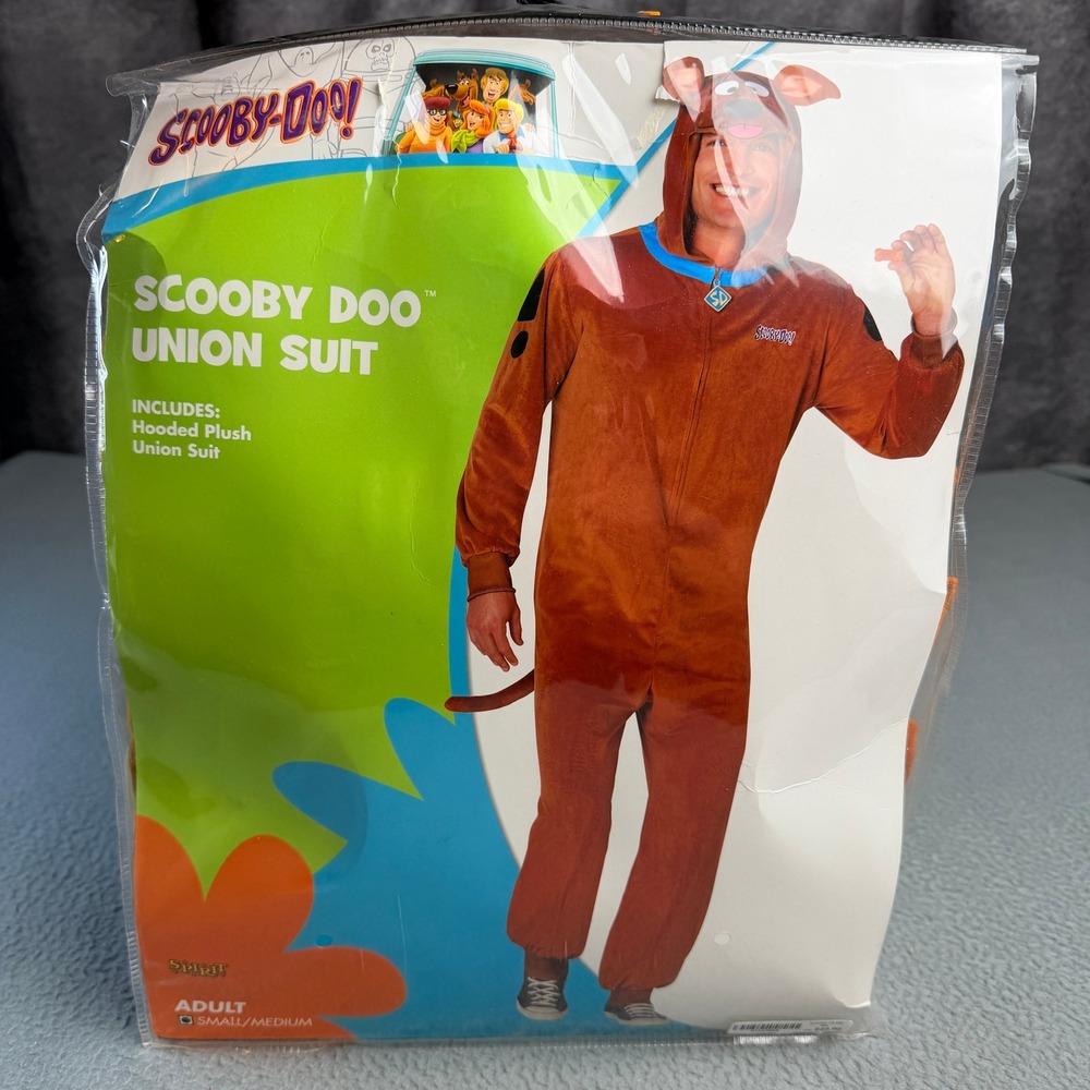 Spirit Halloween Scooby-Doo Union Suit Adult Small/Medium Hooded Plush Costume
